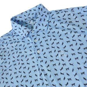 Rhoback The Lab Dog Geometric Print Performance Blue Golf Polo Shirt Men's Large
